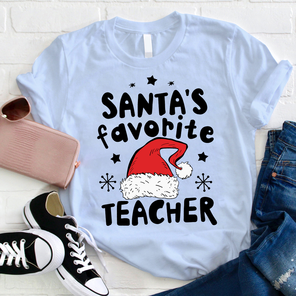 Santa's Favorite Teacher Christmas Teacher T-Shirt