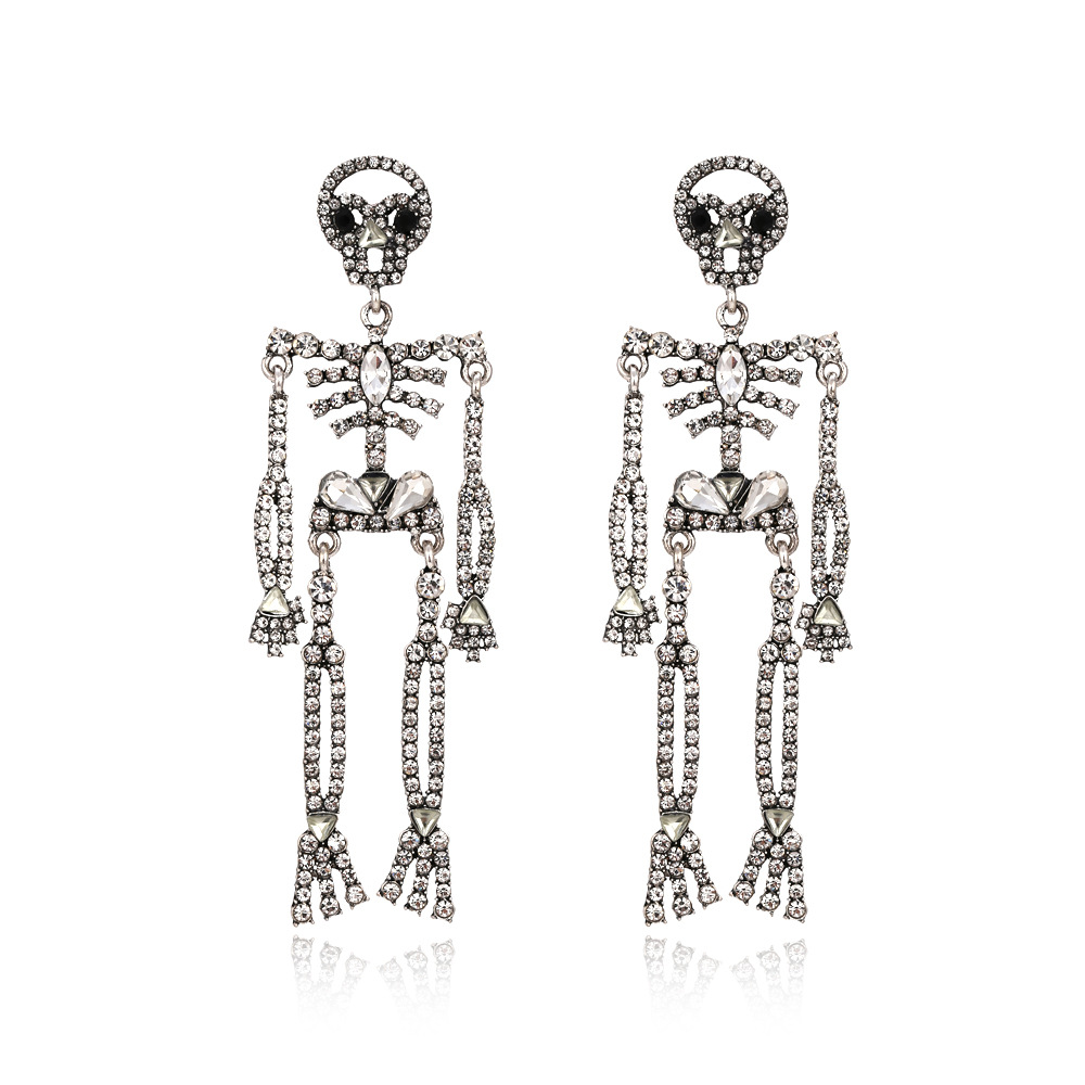 Rhinestones Skeleton Metal Earrings