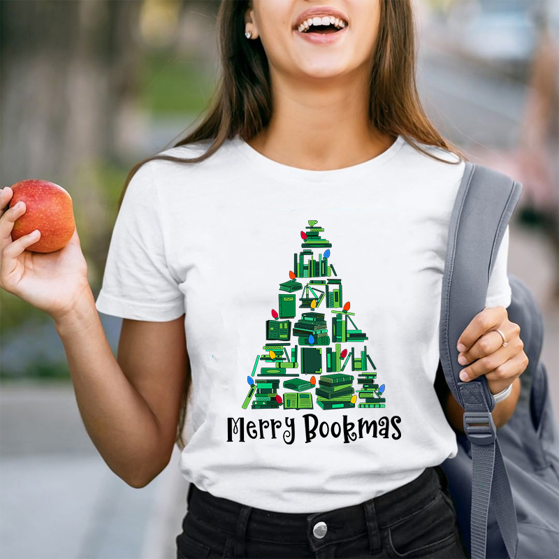 Turn The Light On Merry Bookmas Teacher T-Shirt
