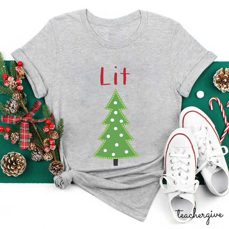 Lit Christmas Tree Teacher T-Shirt