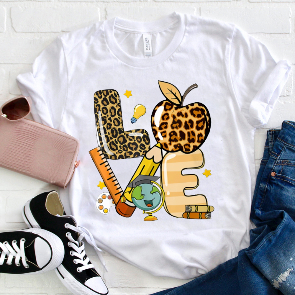 Love Leopard Print  T-Shirt