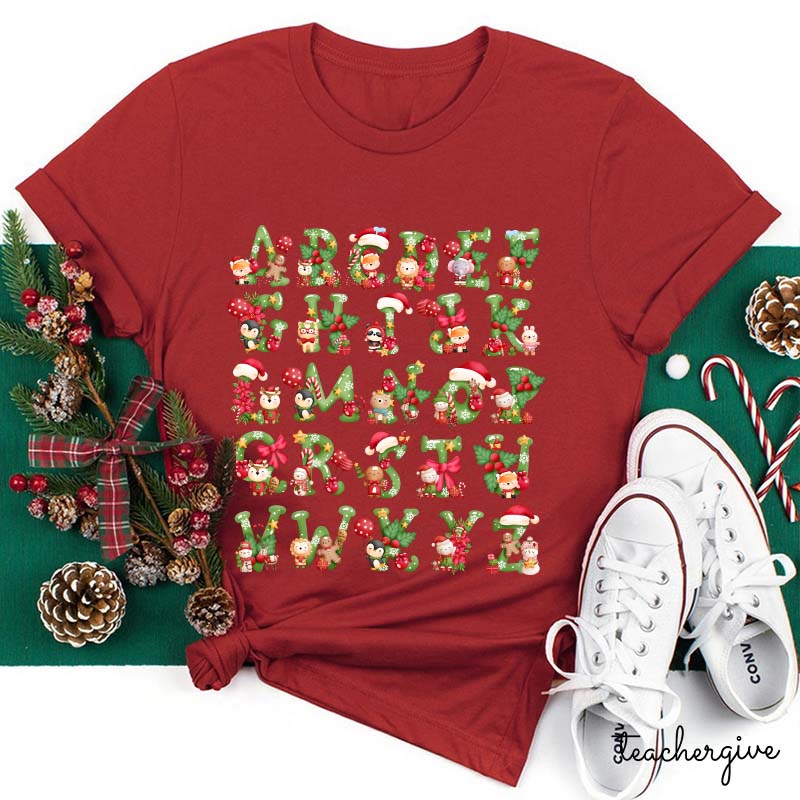 Christmas Animals Alphabet Teacher T-Shirt