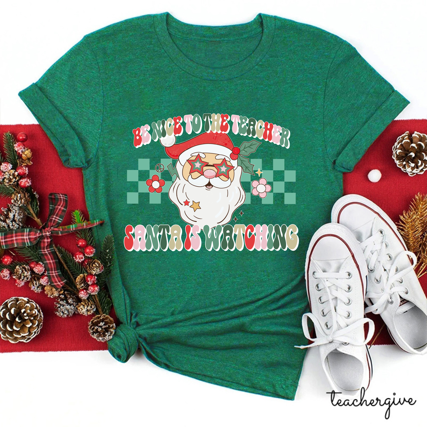 Be Nice To The Teacher Santa Is Watching Teacher T-Shirt