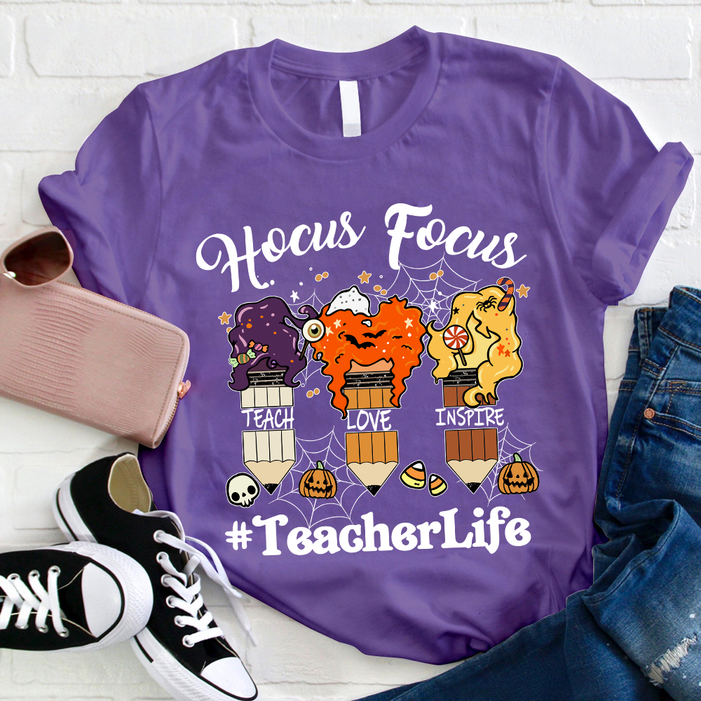 Hocus Pocus Pencil Teach Love Inspire Teacher T-Shirt