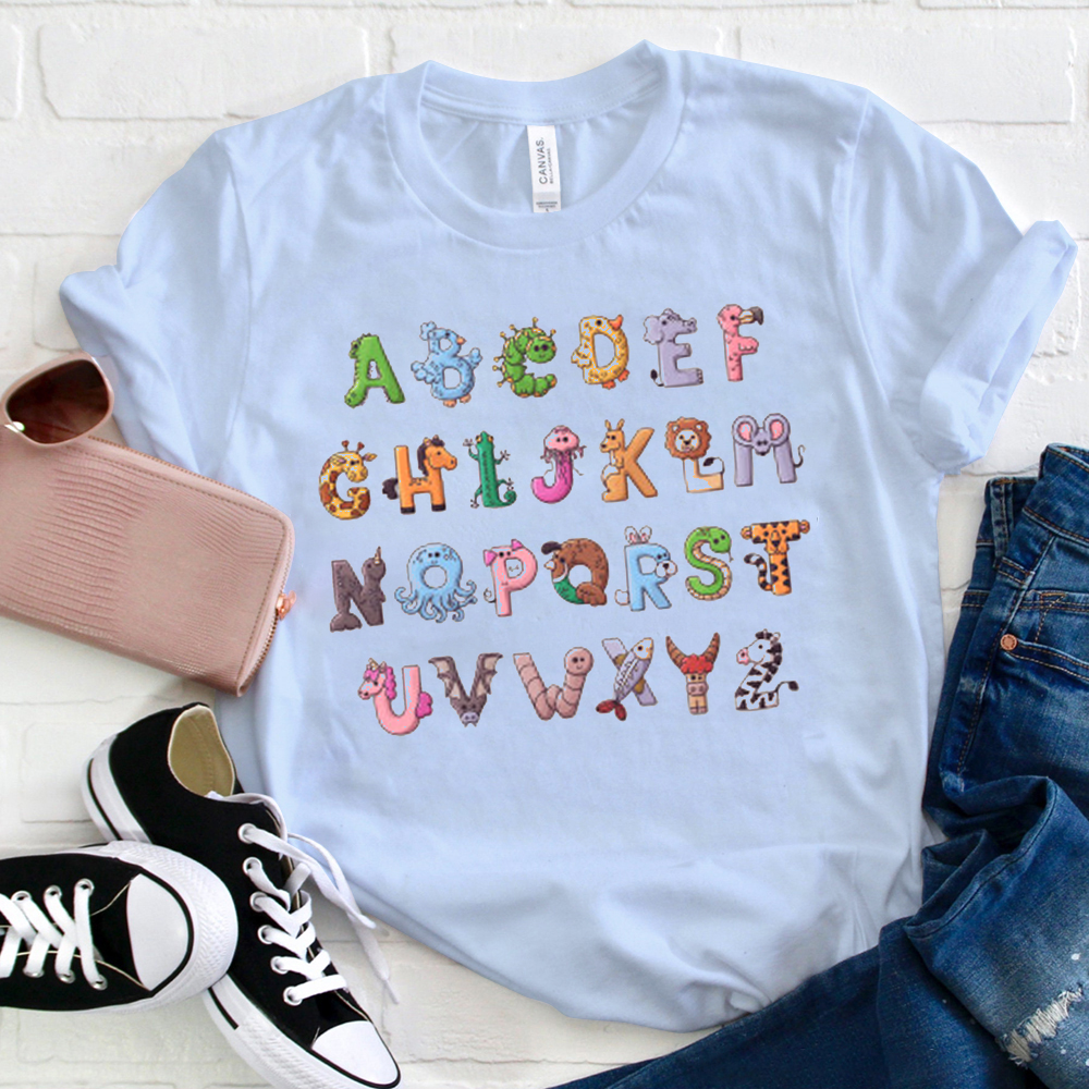 ABCDE Cute Animals Letter  T-Shirt