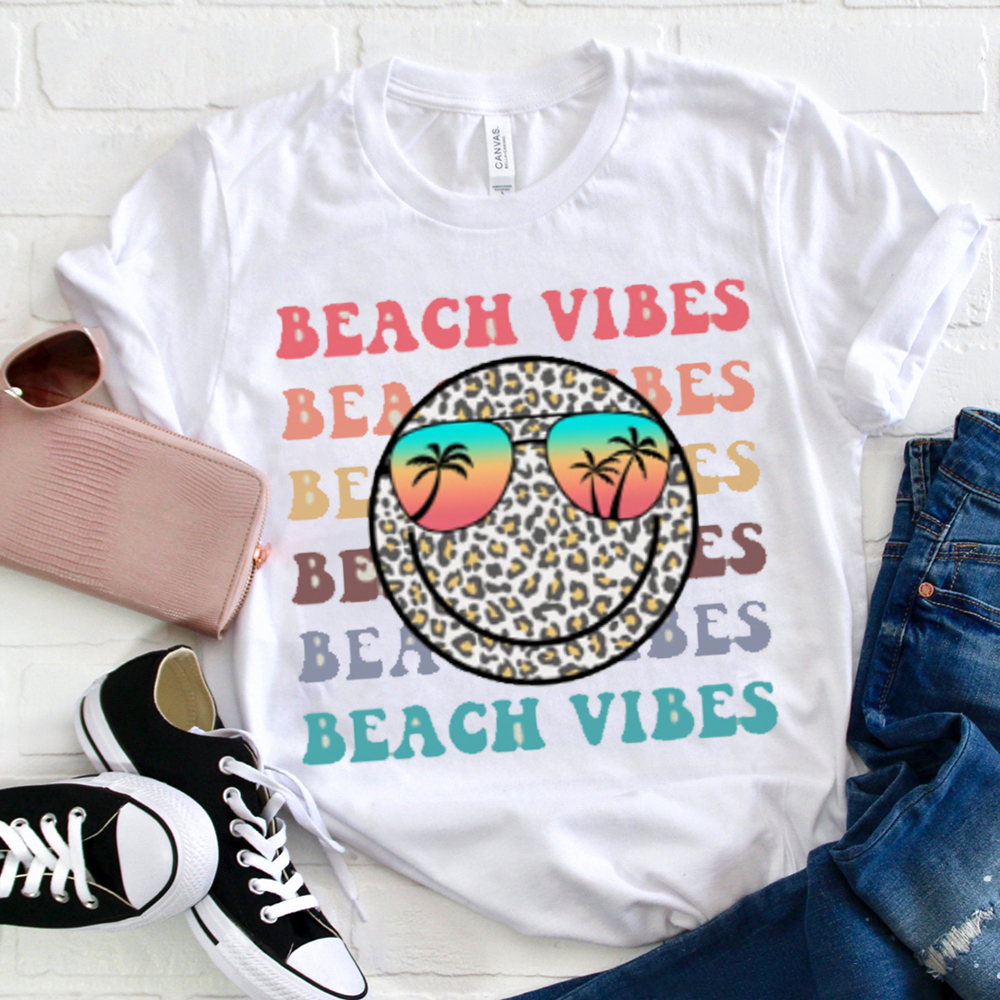 Beach Vibes Leopard Print T-Shirt