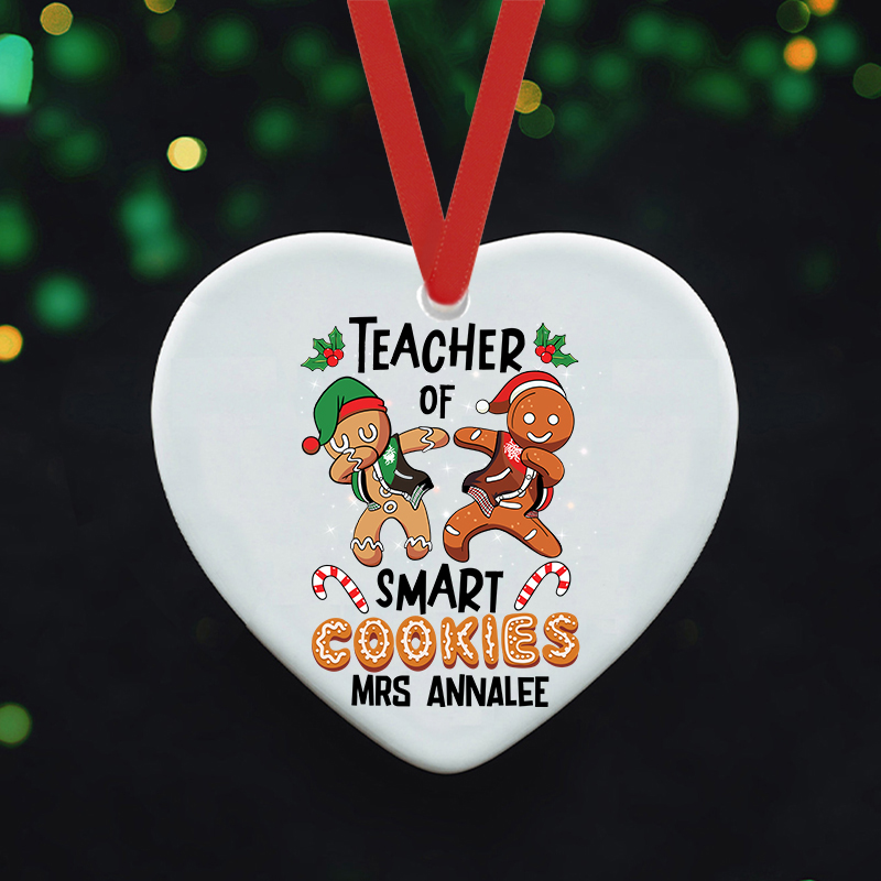 Personalized Smart Cookies Teacher Ceramic Christmas Ornament