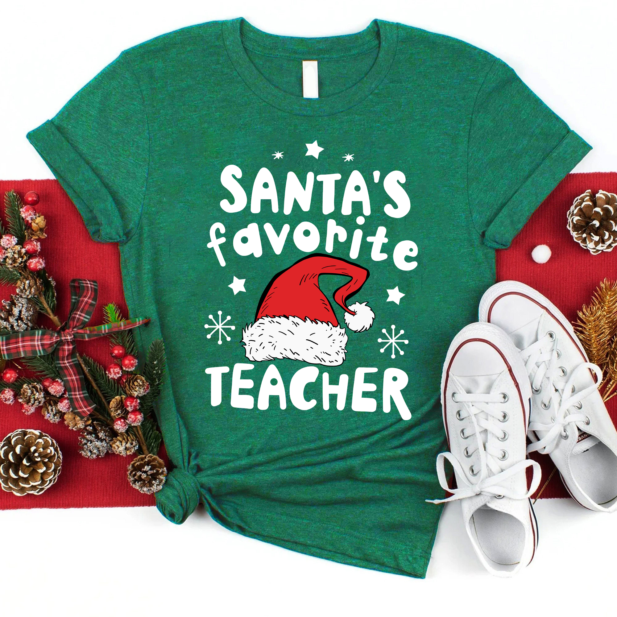 Santa's Favorite Teacher Christmas Teacher T-Shirt
