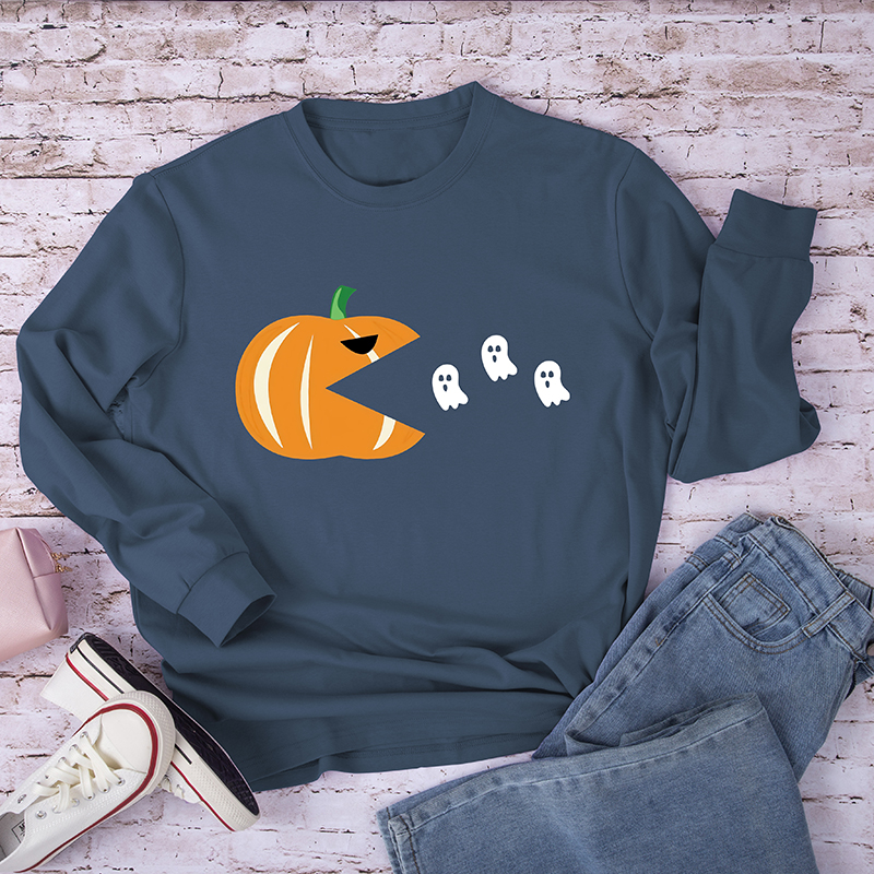 The Pumpkin Is Eating Ghosts Long Sleeve T-Shirt