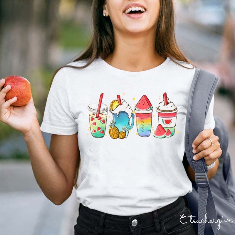 Summer Ice Drink Teacher T-Shirt