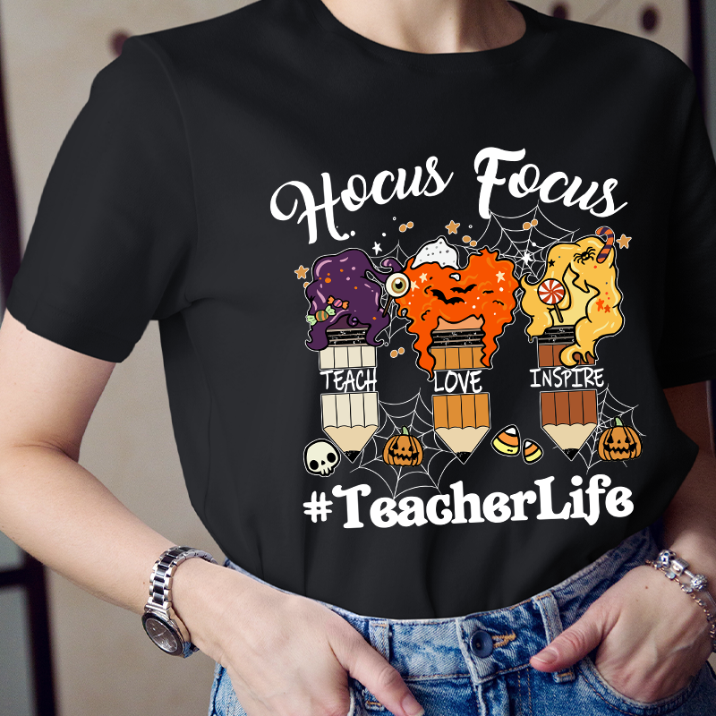 Hocus Pocus Pencil Teach Love Inspire Teacher T-Shirt