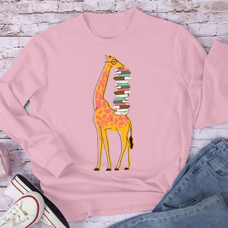 Giraffe And His Books Long Sleeve T-Shirt