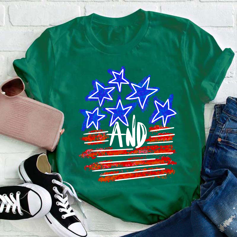 Stars And Flag Teacher T-Shirt