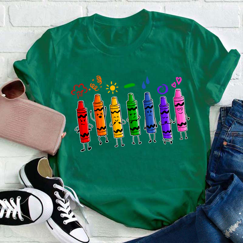 Mood Color Crayons Teacher T-Shirt