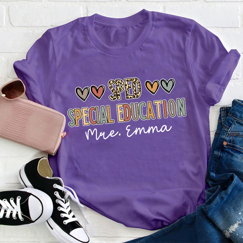 Personalized Name Vintage Heart Teacher T-Shirt
