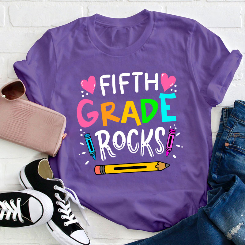 Personalized Grade Rocks Teacher T-Shirt