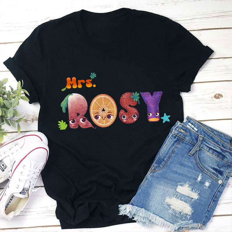 Personalized Name Fruits Teacher T-Shirt