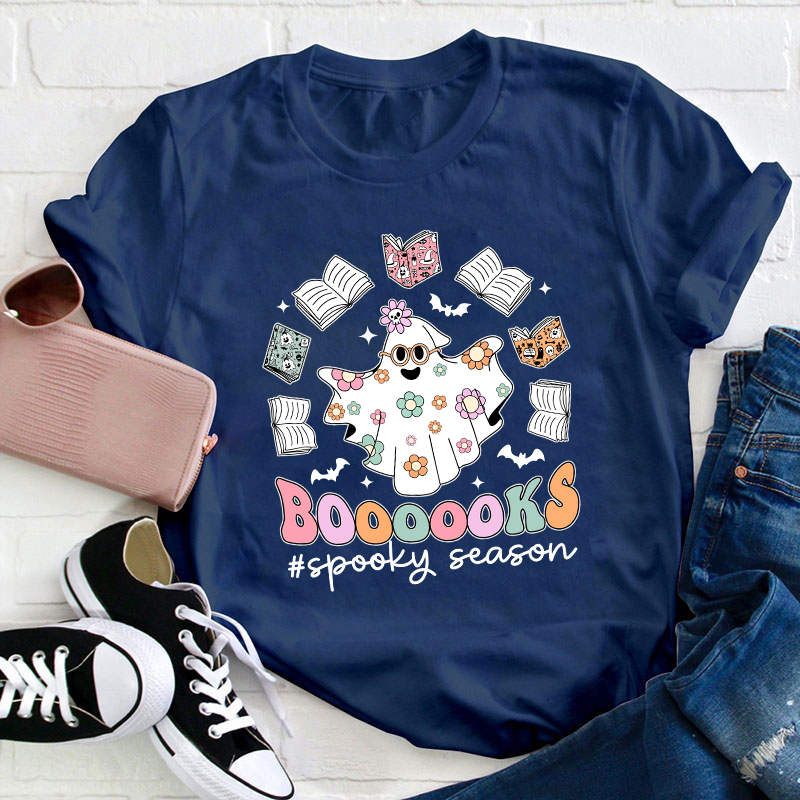 Boooooks Spooky Season Teacher T-Shirt