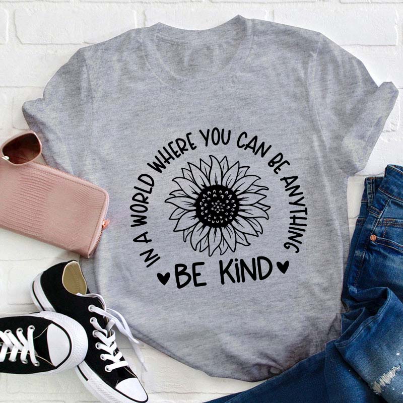 Be Kind In A World Where You Can Be Anything Teacher T-Shirt