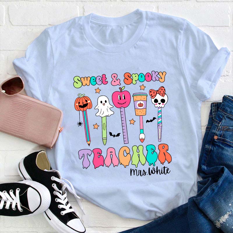 Personalized Name Sweet Spooky Teacher T-Shirt