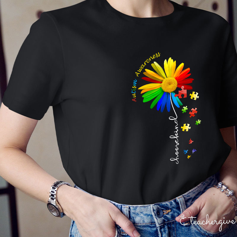 Autism Awareness Choose Kind Colorful Daisy Teacher T-Shirt