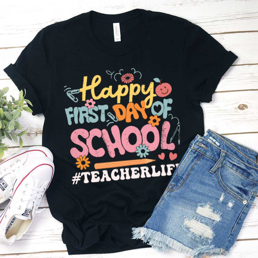 Happy First Day Of School Teacherlife Tiny Flowers  T-Shirt