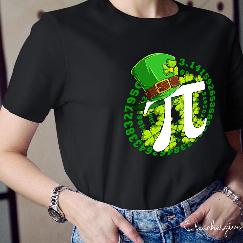 Irish Number Pi Leprechuaun Hat Teacher T-Shirt