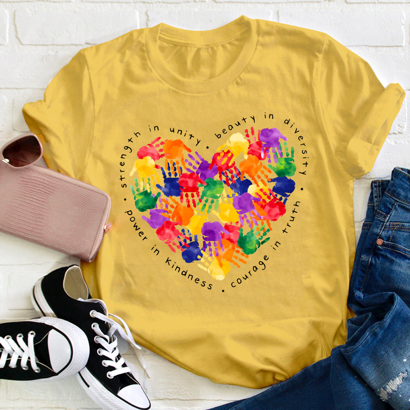 Colorful Little Hands Form A Love Heart Teacher T-Shirt