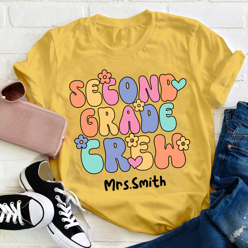 Personalized Grade And Name Crew Teacher T-Shirt
