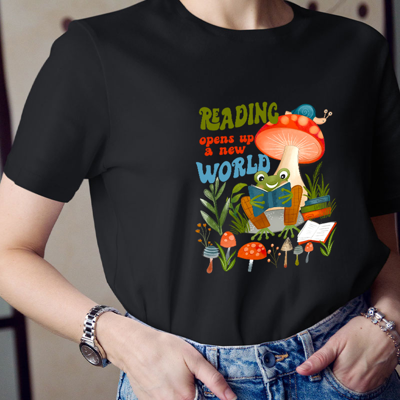 Reading Opens Up A New World Teacher T-Shirt