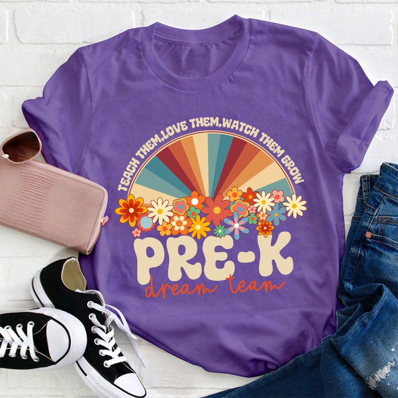 Personalized Teach Love Watch Them Grow Teacher T-Shirt