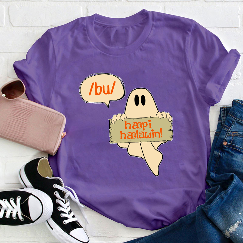 Boo Happy Halloween Teacher T-Shirt