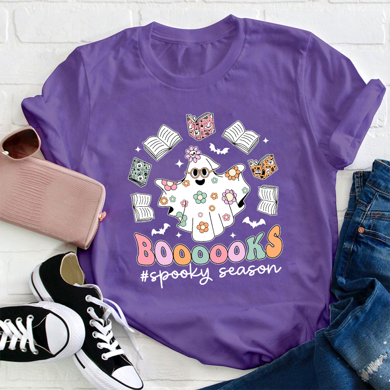 Boooooks Spooky Season Teacher T-Shirt