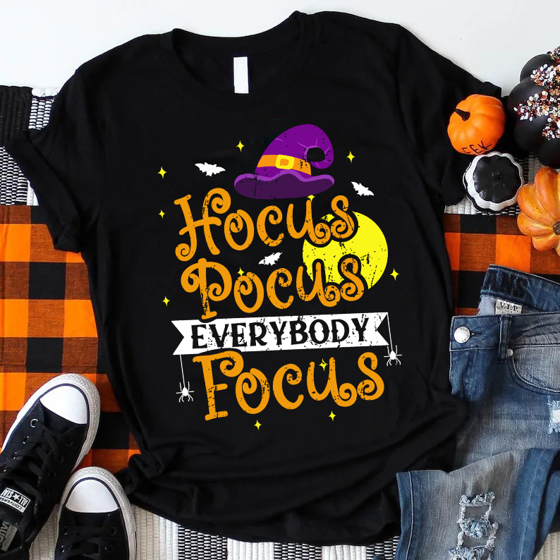 Full Moon Hocus Pocus Everybody Focus Teacher T-Shirt