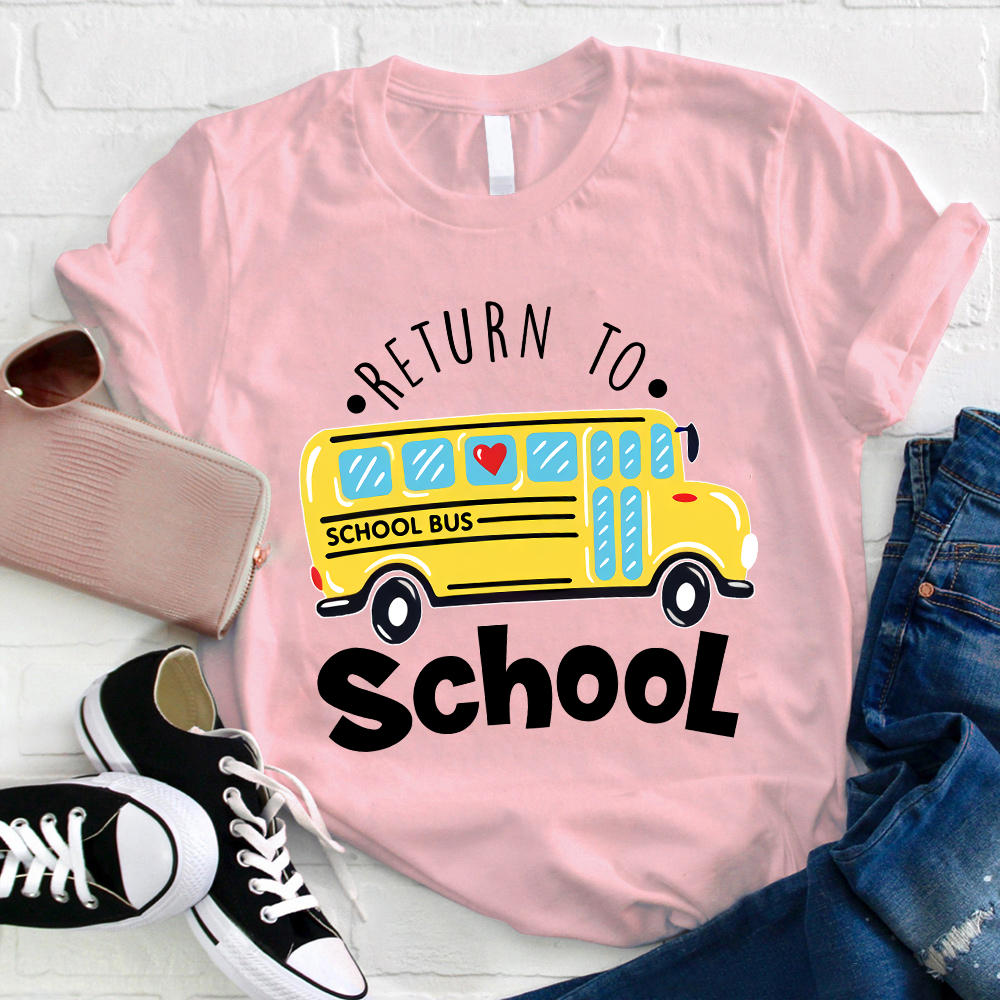 Return To School School Bus With Heart T-Shirt