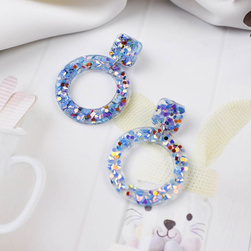 Shining Colorful Round  Acrylic  Earrings