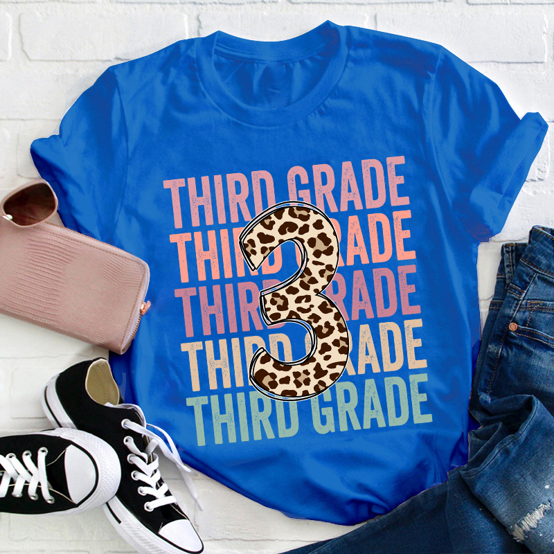 Personalized Grade Colorful Letters Teacher T-Shirt