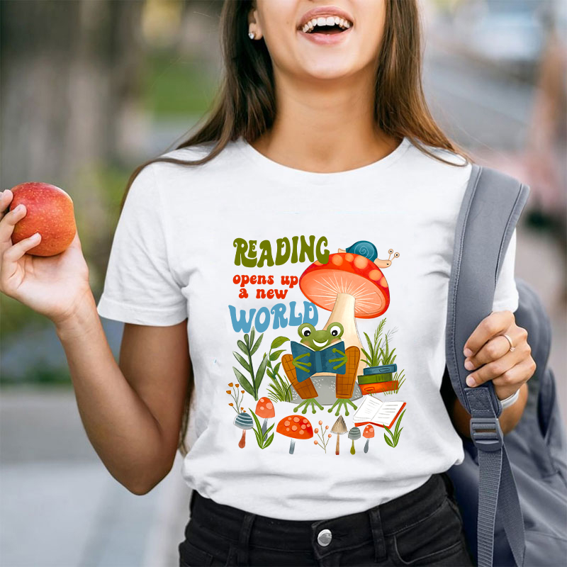 Reading Opens Up A New World Teacher T-Shirt