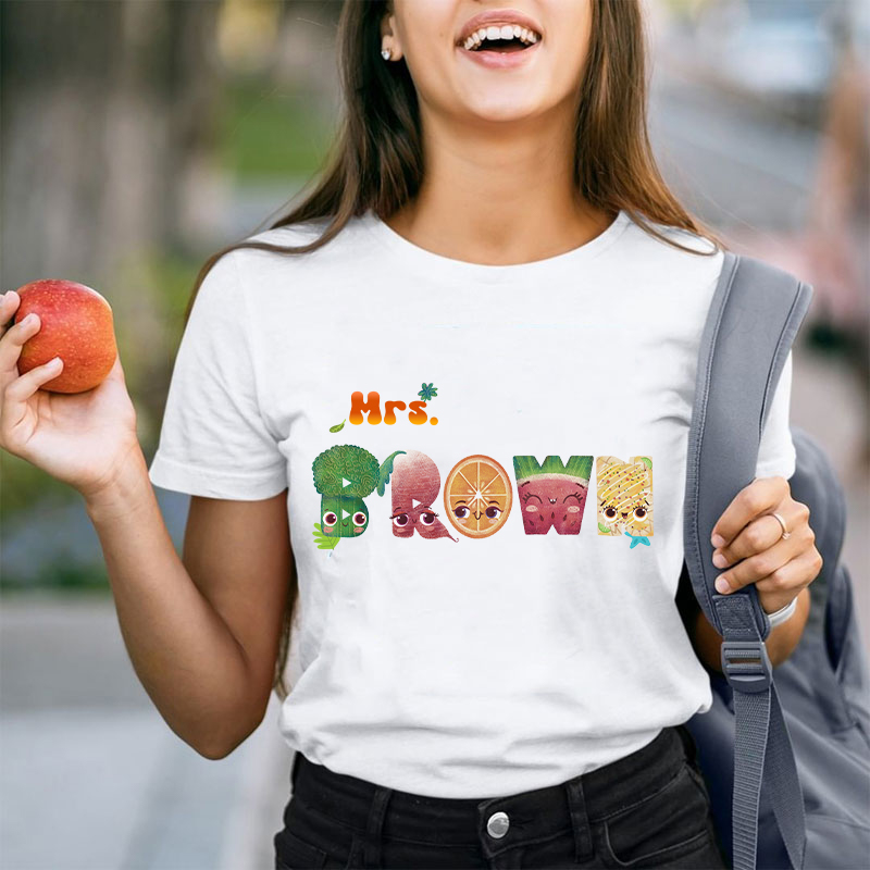 Personalized Name Fruits Teacher T-Shirt