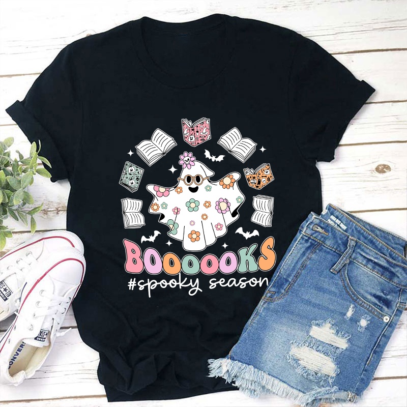 Boooooks Spooky Season Teacher T-Shirt