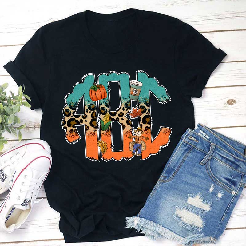 Personalized Halloween Letters Teacher T-Shirt