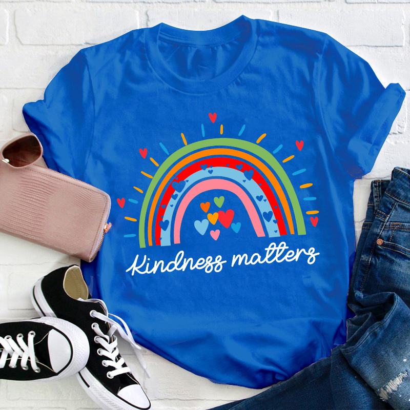 Kindness Matters Rainbow Teacher T-Shirt