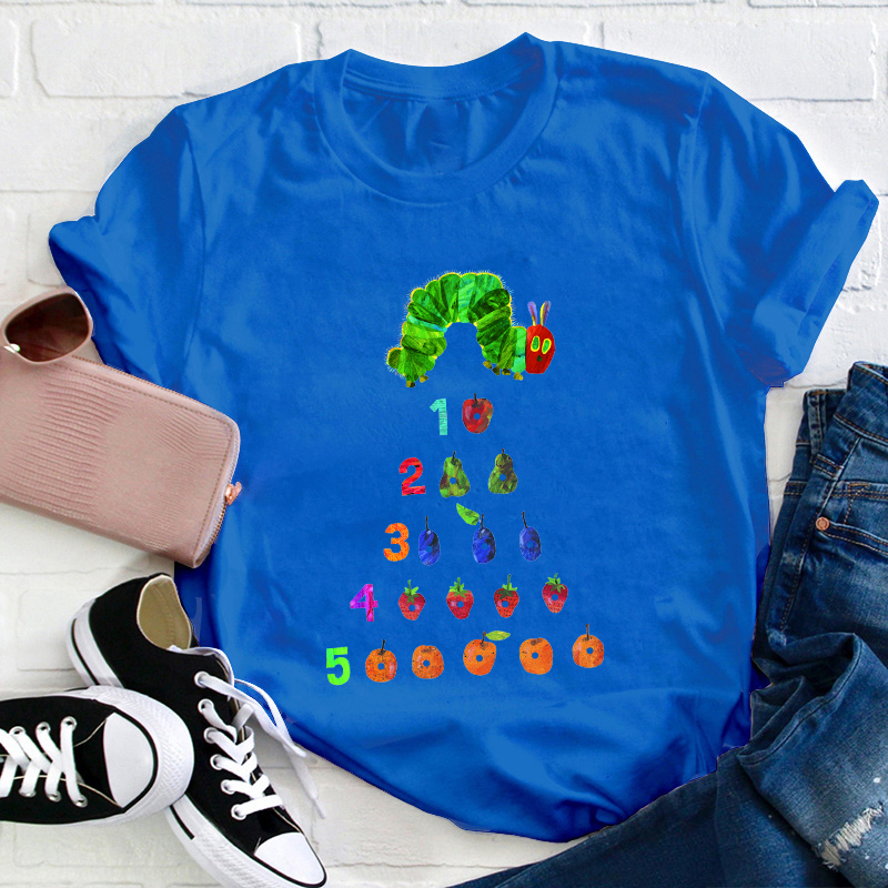 Caterpillar Numbers And Fruits Teacher T-Shirt