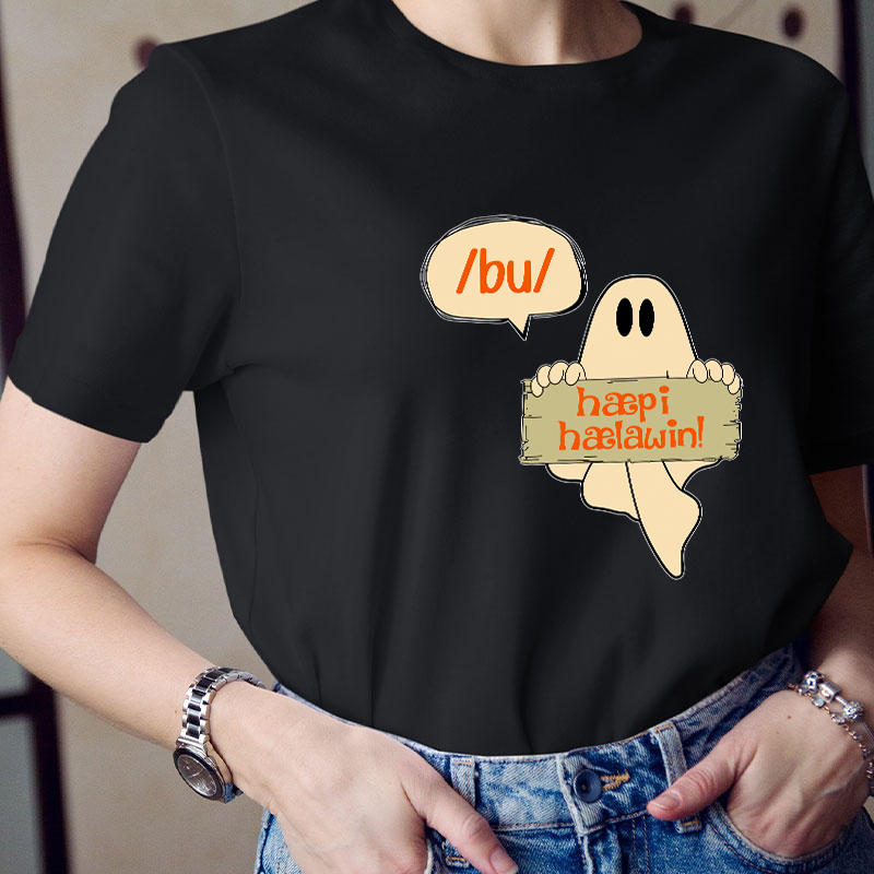 Boo Happy Halloween Teacher T-Shirt