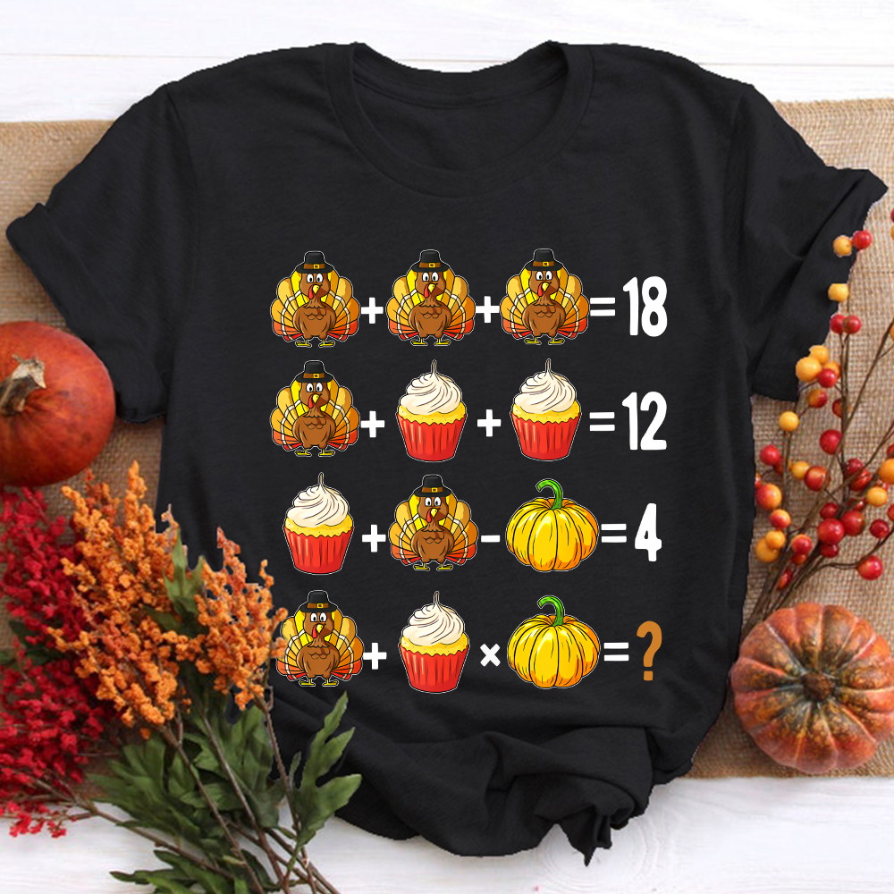 Thanksgiving Vibes Math Calculations Teacher T-Shirt