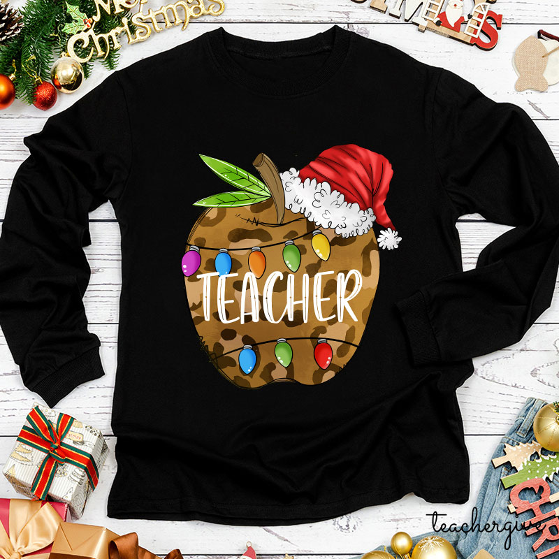 Christmas Apple Teacher Long Sleeve T-Shirt