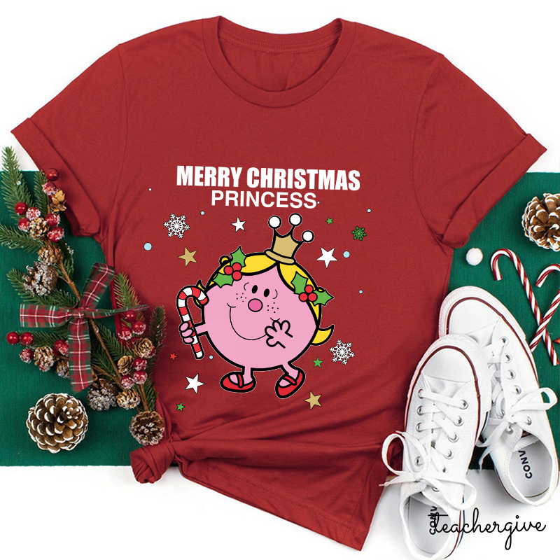Little Miss Merry Christmas Princess Teacher T-Shirt