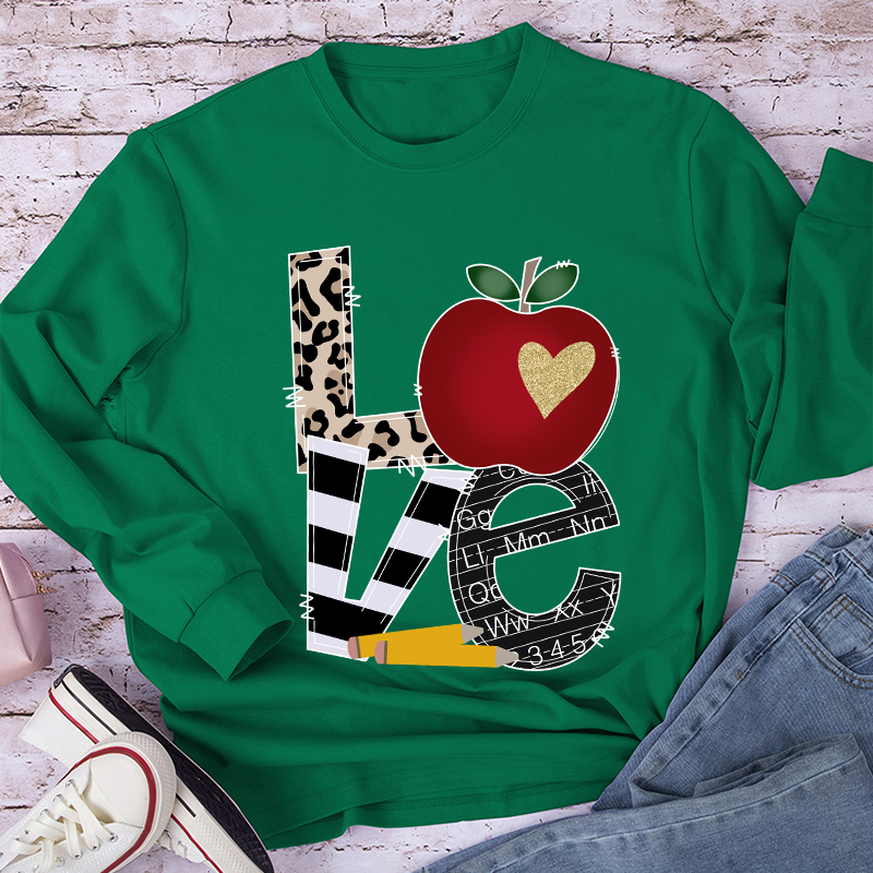 LOVE Shining Apple Different Patterns Long Sleeve T-Shirt