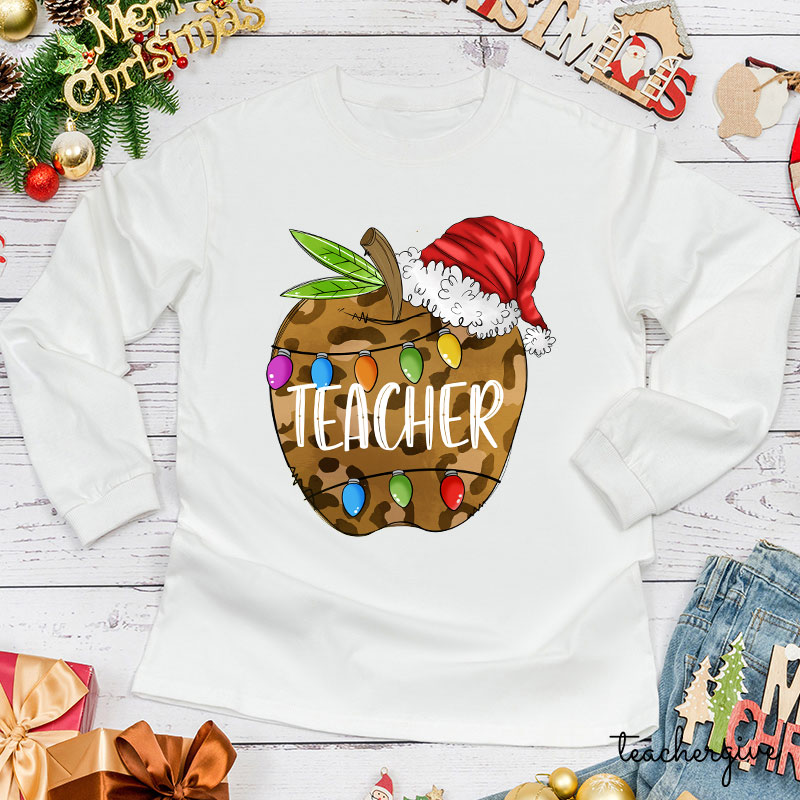 Christmas Apple Teacher Long Sleeve T-Shirt
