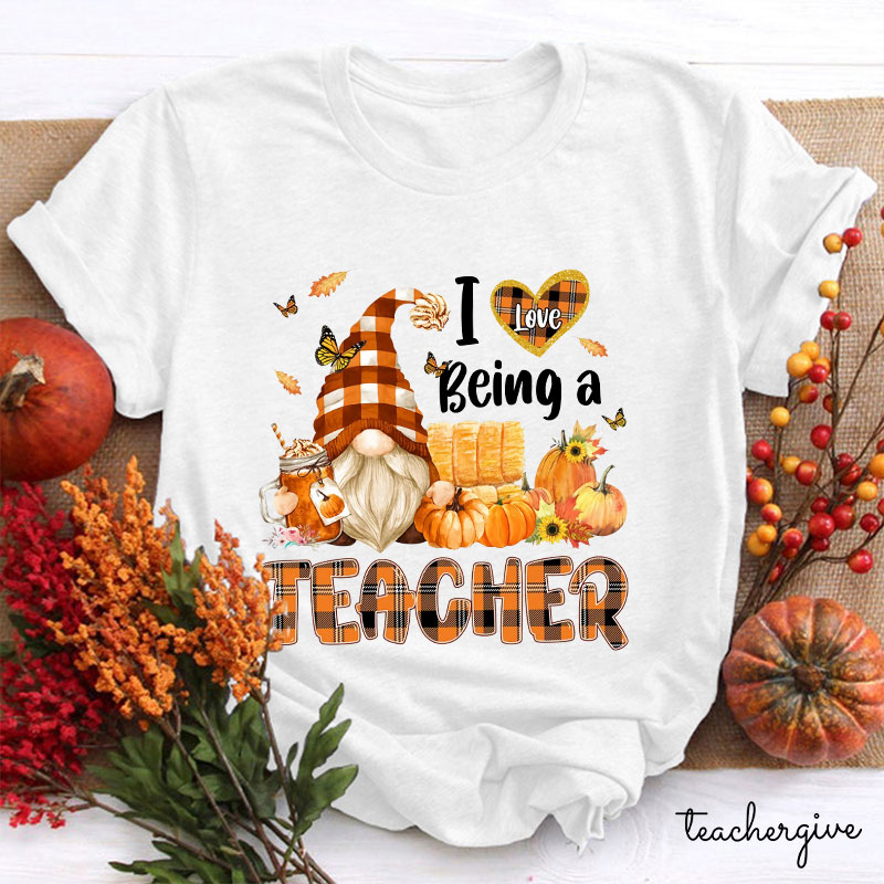 I Love Being A Teacher Gnomes Teacher T-Shirt